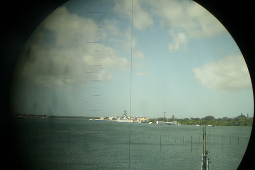 USS Missouri, through a periscope.