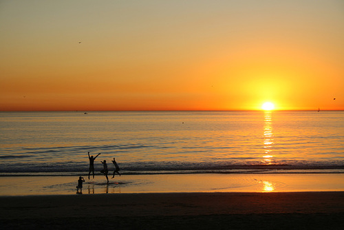 Silhouettes at sunset, Venice Beach