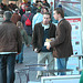 Leiden students, eating on the weekly market in Leiden