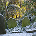 Snow on the headstones
