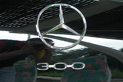 Mercs at the National Oldtimer Day: badge of the 1959 Mercedes-Benz 300 Dora