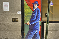 The Pittsburgh Cycle – August Wilson Mural on the Side Door of the Iroquois Building, Atwood Street at Forbes Avenue, Pittsburgh, Pennsylvania