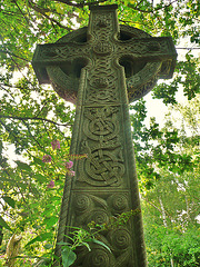 abney park cemetery, hackney, london,well carved celtic cross with dragon headed interlace of c.1898