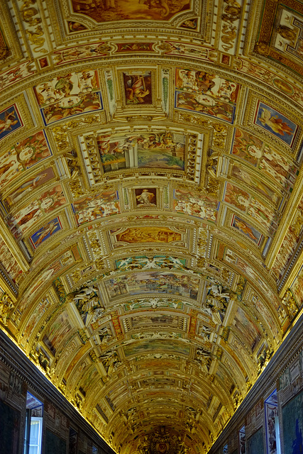 Rome Honeymoon Fuji XE-1 Vatican Museums Map Room ceiling 4