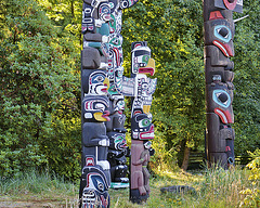 Totem Poles in the Morning Light – Stanley Park, Vancouver, British Columbia