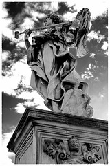 Rome Honeymoon Fuji XE-1 Ponte Sant Angelo statue 2 mono