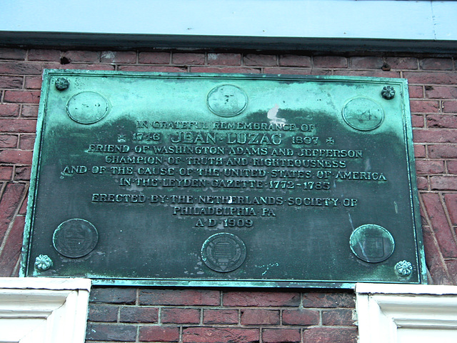 History: A plaque commerating Jean Luzac