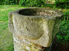all saints church, fulham, london,dug up in 1827 in fulham high street, this stone basin is one of a type with corner lugs that I have seen in some churches used as a font, and labelled as being saxon! they were probably querns or mortars of the c15 or la