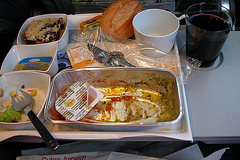 Meals on a plane: Finished the noodles, wine arrived