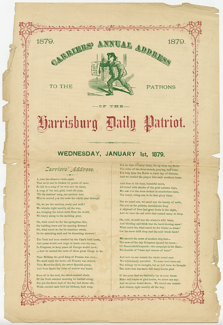 Carriers' Annual Address, Harrisburg Daily Patriot, 1879