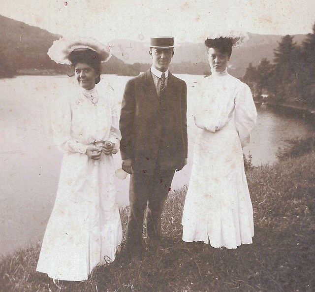 A Friend, Ernest and Ada.  Courting Days, c1900.