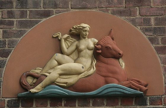 Young Woman Sitting on a Bull