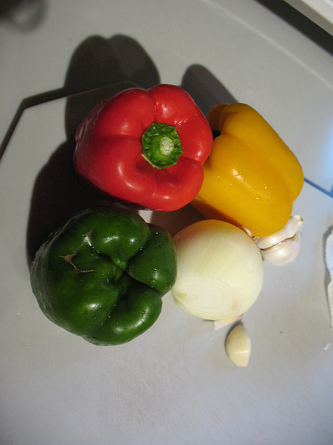 Peppers, onion, garlic...