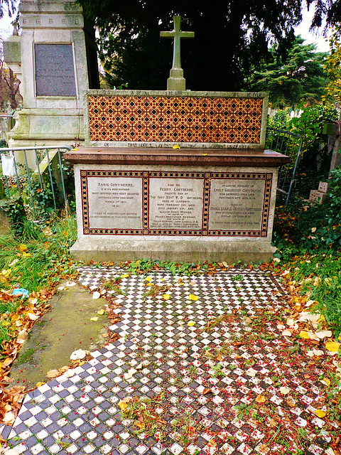 brompton cemetery, earls court,  london,1871 conybeare altar tomb with tiles