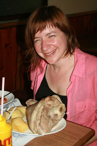 Jo with her First Santiago Meal
