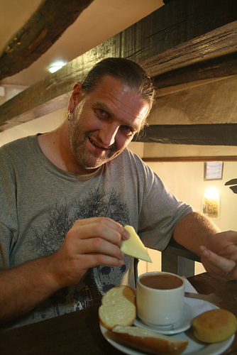 Dipping Cheese in Hot Chocolate