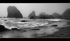 Foggy Beach and Lurking Waves at Brookings, Oregon (Explore #49)