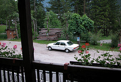 Holiday end of day 4: View from Gasthof Emma in Toblach of my Mercedes