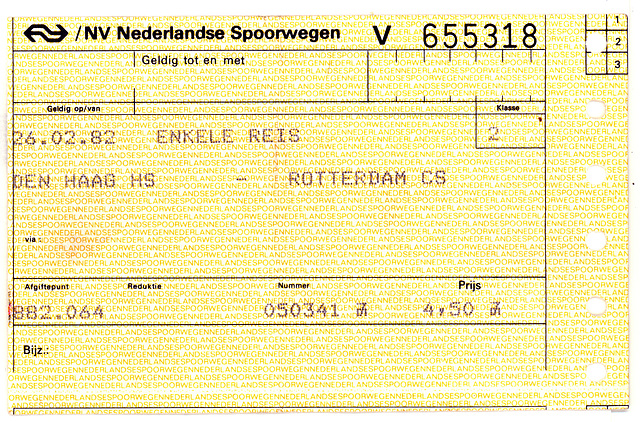 Railway tickets: Old Dutch railway ticket