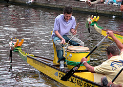 Dragon-boat racing on the Rhine in Leiden