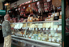 Holiday day 3: cheese and sausage stall in Bozen (Bolzano)