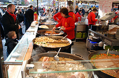 Sausages and assorted German dishes at Duisburg market