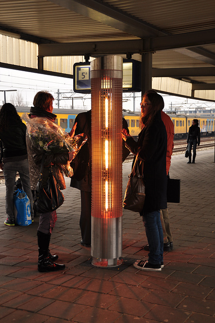 Hot pillar on Leiden Central Station