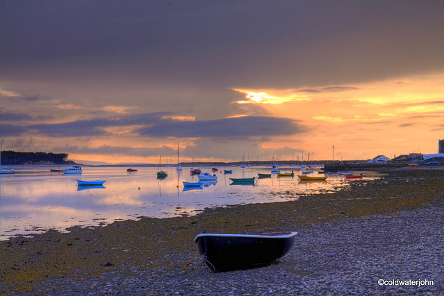 Findhorn Village Yacht basin in the bay - early evening, mid-July
