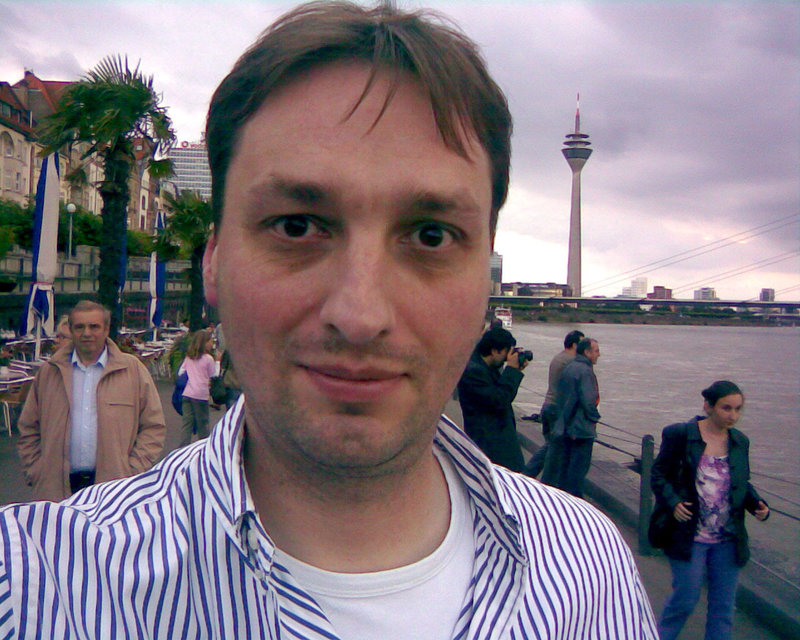 Me with part of Düsseldorf and the Rhine in the back