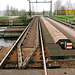 Rail bridge at Alphen aan den Rijn with mechanical sign