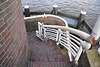 Steps to the urinal in the harbour of Leiden