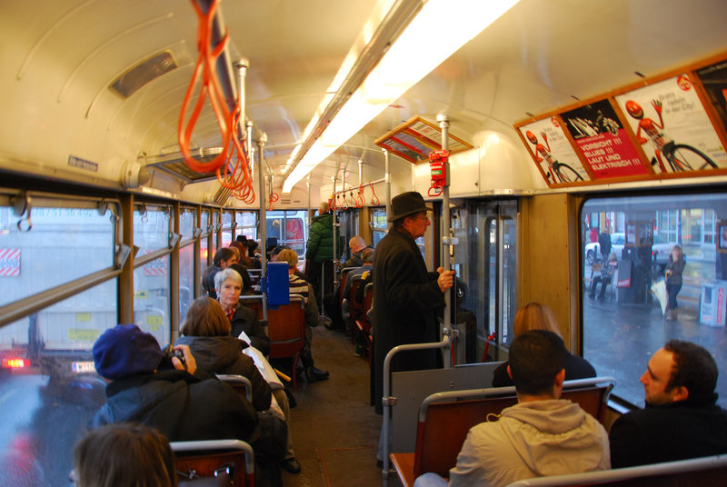 Inside a Viennese tram