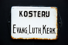 Enamel signs: Verger's house of the Evangelical Lutheran Church