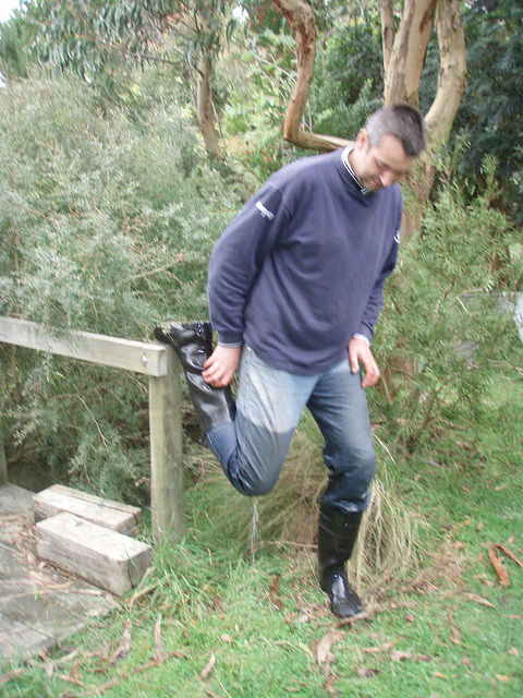 draining the gumboots