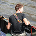 Floating music festival in Leiden: bass player of Backyard