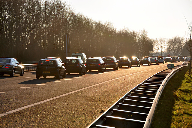 Traffic jam on the A44 motorway