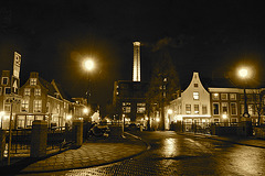 Night shots of Leiden: Bridge over the Oude Singel (Old Moat)