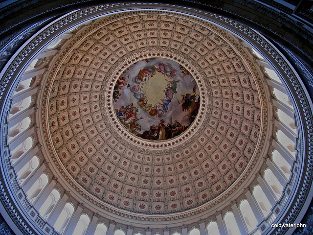 Painting of George Washington ascending into Heaven on the dome of the Senate
