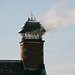 Snow and ice today: Chimney of City Hall in Leiden