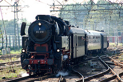Celebration of the centenary of Haarlem Railway Station: Steam train arriving at Haarlem