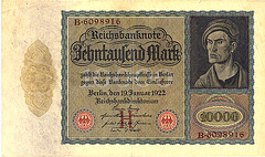 Old German money: 10,000 Mark from January 1922