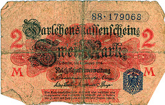 Old German money: Cash notes from the First World War