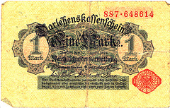 Old German money: Cash notes from the First World War