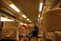 First class interior of an Eurostar train