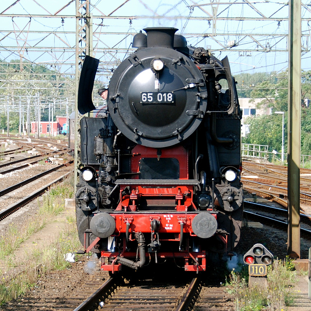 Celebration of the centenary of Haarlem Railway Station: Engine 65 018 arriving from Zandvoort