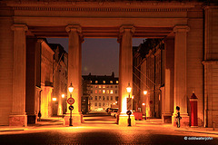 The Queen's Palace square entrance at night, Copenhagen
