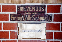 Old letterbox of the firm Wilh. Schudel & Co