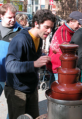 Visiting a street market on Avenue Laurier Est in Montreal: Chocolate Fountain