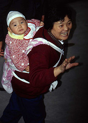 Happy Chinese Mother with her Only Child (presumably)
