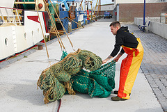 The harbour of Lauwersoog: Fisherman